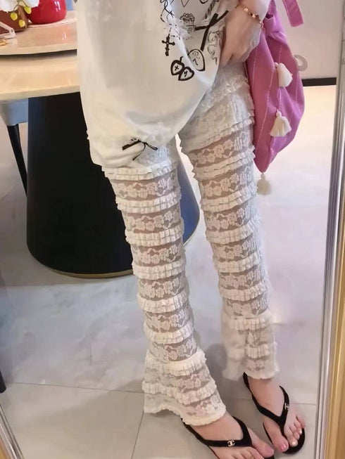 Summer Fancy Lace Tiered Long Pant
